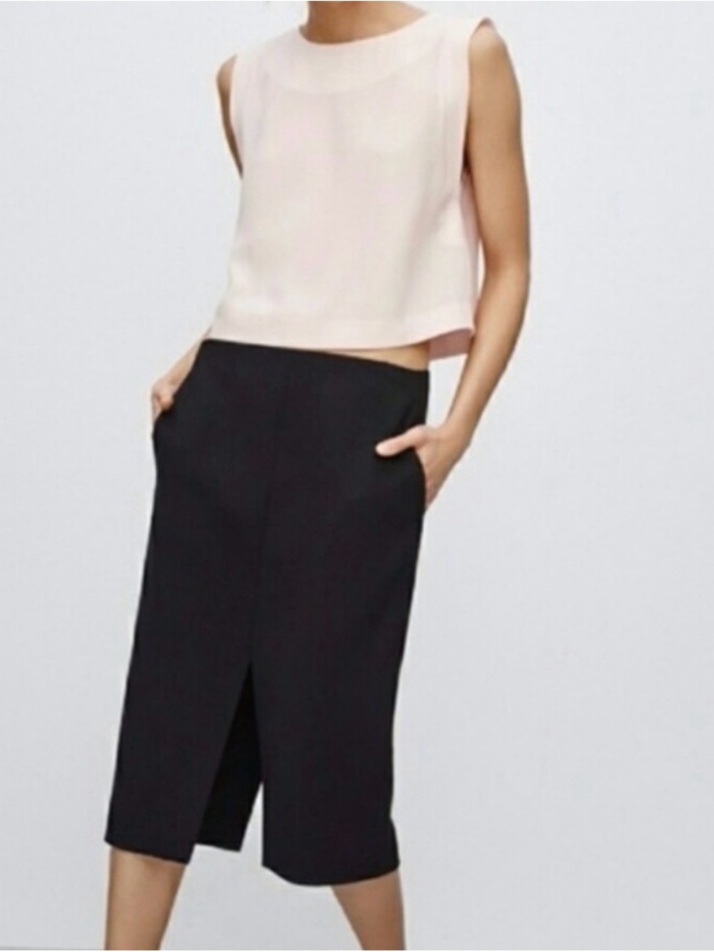 Babaton Navy Jax Midi Pencil Skirt with Front Vent - Picture 4 of 5